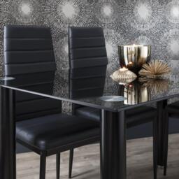 Anya Glass Dining Table Set - 6 Seater - Anya Black Faux Leather Dining Chairs - thumbnail 2