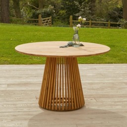 Willow Round Wooden Garden Table -  White Acacia - thumbnail 1