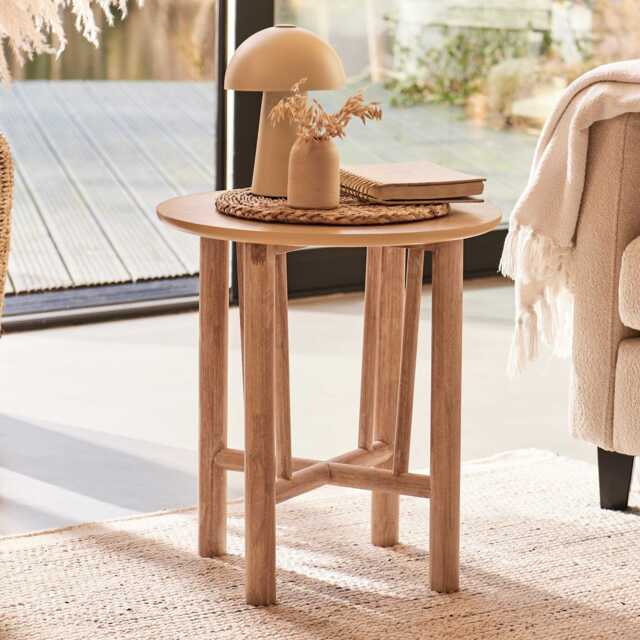 Carter Round Side Table - Whitewash Oak - image 1