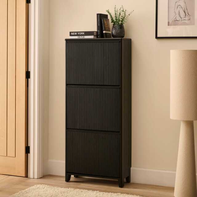 Raleigh 3 Door Shoe Cabinet - Black - image 1