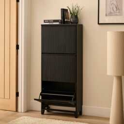 Raleigh 3 Door Shoe Cabinet - Black - thumbnail 2