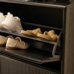 Raleigh 3 Door Shoe Cabinet - Black - thumbnail 3
