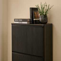 Raleigh 3 Door Shoe Cabinet - Black - thumbnail 5