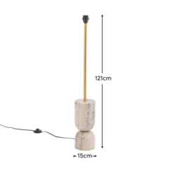 Tiree 97cm Marble Floor Lamp Base - Taupe - thumbnail 4