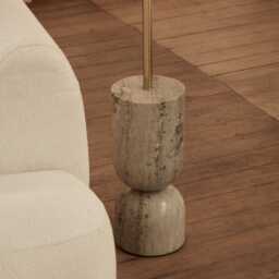 Tiree 97cm Marble Floor Lamp Base - Taupe - thumbnail 3