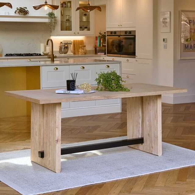 Priya Whitewash Oak Rectangular Dining Table - image 1