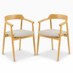 Carter Fawn Linen Dining Armchairs - Set of 2 - Pale Oak Legs - thumbnail 6