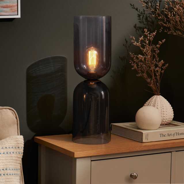 Sutton 50cm Lamp - Smoked Glass - image 1