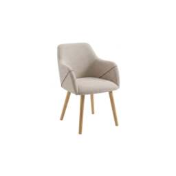 Ella 160cm Pale Oak Dining Table Set - 6 Seater - 4 Freya Dining Chairs with  2 Freya Armchairs - Light Beige with Pale Oak Legs - thumbnail 5