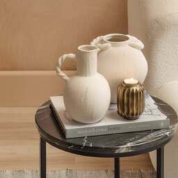 Nara Black Marble Round Nest of Tables - Black Frame - thumbnail 5