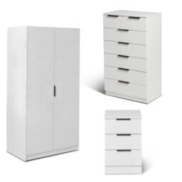 Essie 3 Piece Bedroom Set - 2 Over 5 Chest of Drawers - Pure White - thumbnail 1