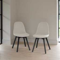 Atlas Chalked Mango Wood Dining Table Set -  6 Seater - Ellis Light Beige Boucle Dining Chairs - Black Oak Legs - thumbnail 2