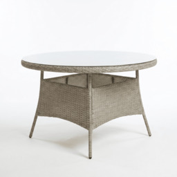 Kemble 6 Seater Round Rattan Garden Dining Set with Kemble/Marston Dining Chairs - Light Grey - thumbnail 5