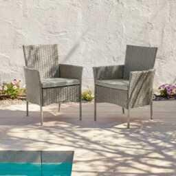 Kemble 6 Seater Round Rattan Garden Dining Set with Kemble/Marston Dining Chairs - Light Grey - thumbnail 3