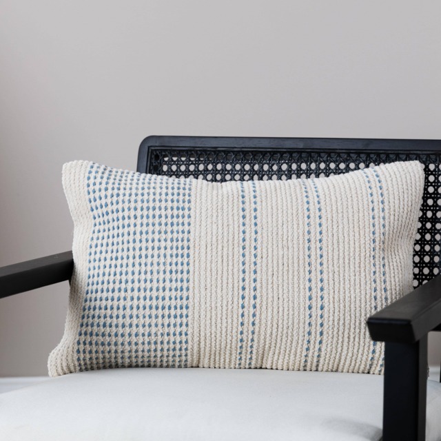 Elberton 55x35cm Cotton Striped Cushion Cover - Horizon Blue - image 1