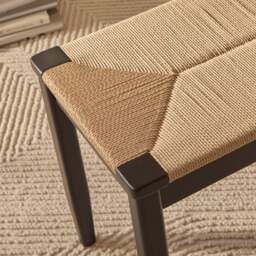 Tilly 150cm Wooden Woven Bench - Black Oak - thumbnail 2