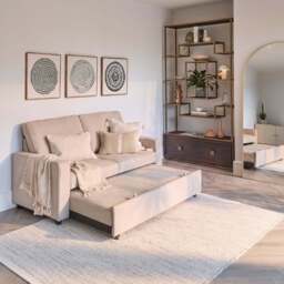 Hugo 2 Seater Sofa Bed - Warm Taupe - thumbnail 3