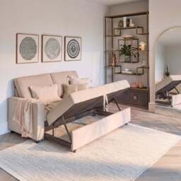 Hugo 2 Seater Sofa Bed - Warm Taupe - thumbnail 4