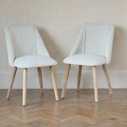 Marlon Whitewash Oak Round Dining Table Set - 6 Seater - Freya Oat Boucle Dining Chairs - Whitewash Oak Legs - thumbnail 2