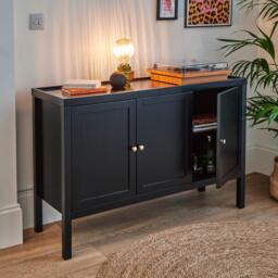 Charlie 3 Door Large Sideboard - Noir Black - thumbnail 3