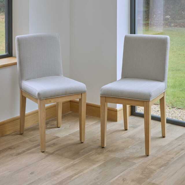 Nolan Fawn Linen Dining Chairs - Set of 2 - Whitewash Oak Legs - image 1