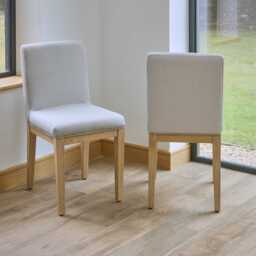 Nolan Fawn Linen Dining Chairs - Set of 2 - Whitewash Oak Legs - thumbnail 3