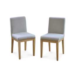 Nolan Fawn Linen Dining Chairs - Set of 2 - Whitewash Oak Legs - thumbnail 4