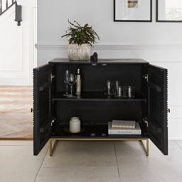 Rayna 2 Door Small Sideboard - Jet Black - thumbnail 2