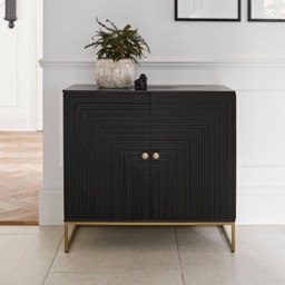 Rayna 2 Door Small Sideboard - Jet Black - thumbnail 1