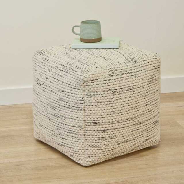 Atcham Wool & Cotton Ottoman Stool - Clay Marl - image 1