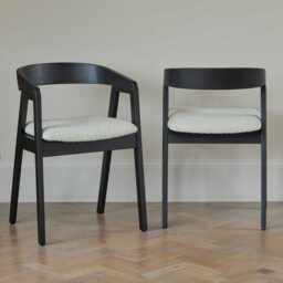 Ella Boucle Dining Armchairs - Set of 2 - Black Oak Legs - thumbnail 2