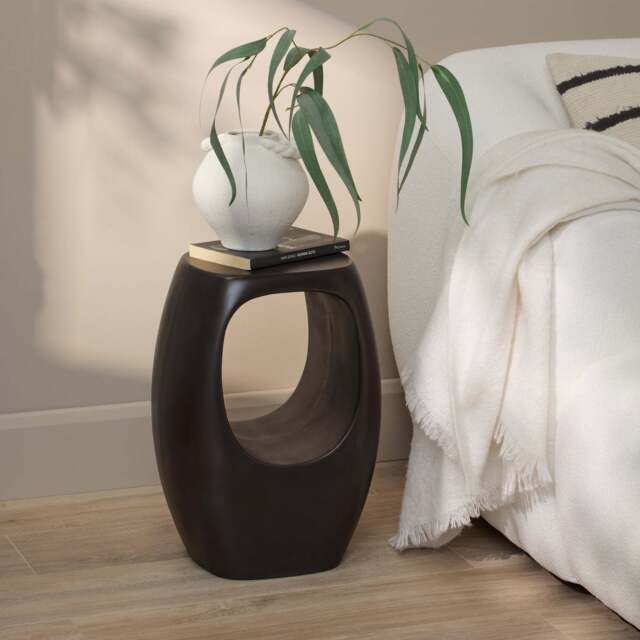 Sohan 32cm Side Table - Lava Black Concrete - image 1