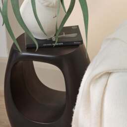 Sohan 32cm Side Table - Lava Black Concrete - thumbnail 2