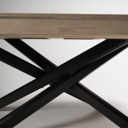 Amelia Whitewash Dining Table Set - 6 Seater - Freya Blue Carver Chairs - Black Legs - thumbnail 4