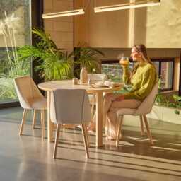 Carter Whitewash Round Dining Table with 4 Freya Boucle Dining Chairs with Whitewash Legs - thumbnail 6