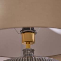 Tongham Dark Grey Ceramic Table Lamp & Coningsby Taupe Cotton Lampshade - 40cm - thumbnail 3