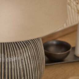Tongham Dark Grey Ceramic Table Lamp & Coningsby Taupe Cotton Lampshade - 40cm - thumbnail 5