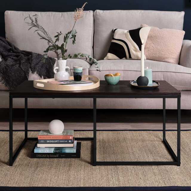 Jay Large Walnut Coffee Table - Black Frame - image 1