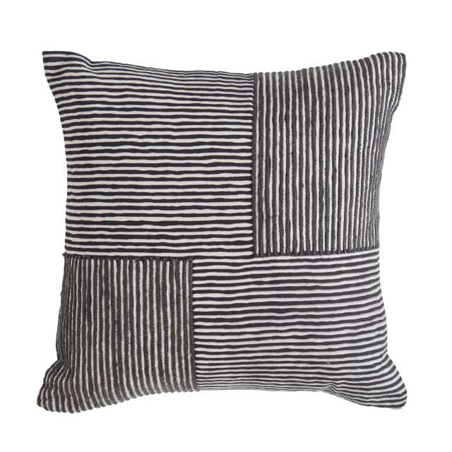 Odisha 45x45cm Striped Cushion Cover - Black - image 1