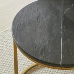 Nara Round Real Marble Side Table with Gold Legs - thumbnail 2