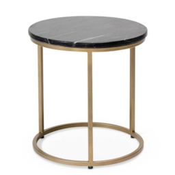 Nara Round Real Marble Side Table with Gold Legs - thumbnail 5