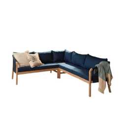 Shiro Wooden Garden Corner Dining Sofa Set with 2 Shiro Chairs - Navy - thumbnail 5
