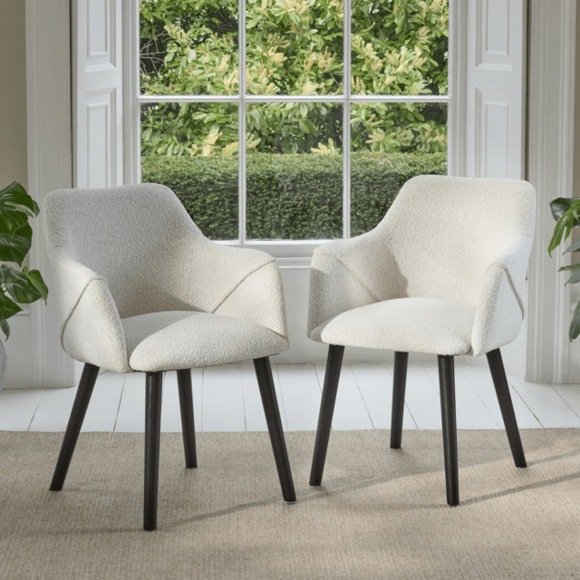 Freya Oat Boucle Armchair - Set of 2 - Black Oak Legs - image 1