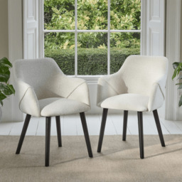 Freya Oat Boucle Armchair - Set of 2 - Black Oak Legs - thumbnail 1