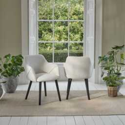 Freya Oat Boucle Armchair - Set of 2 - Black Oak Legs - thumbnail 2