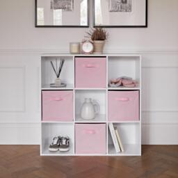 Cara 9 Cube Storage Unit - Bookcase & 4 Pink Handled Box Drawers - thumbnail 2