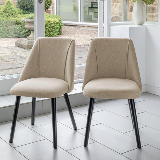 Freya Sand Dining Chairs - Set of 2 - Black Oak Legs - image 1