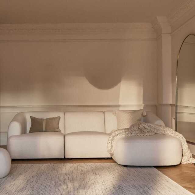 Nathalia Right Chaise Corner Sofa - Chalk White Boucle - image 1