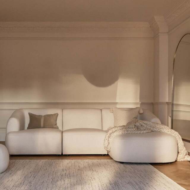 Nathalia Right Chaise Corner Sofa - Chalk White Boucle - image 1