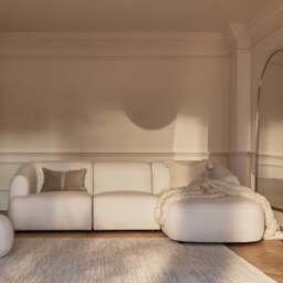 Nathalia Right Chaise Corner Sofa - Chalk White Boucle - thumbnail 1